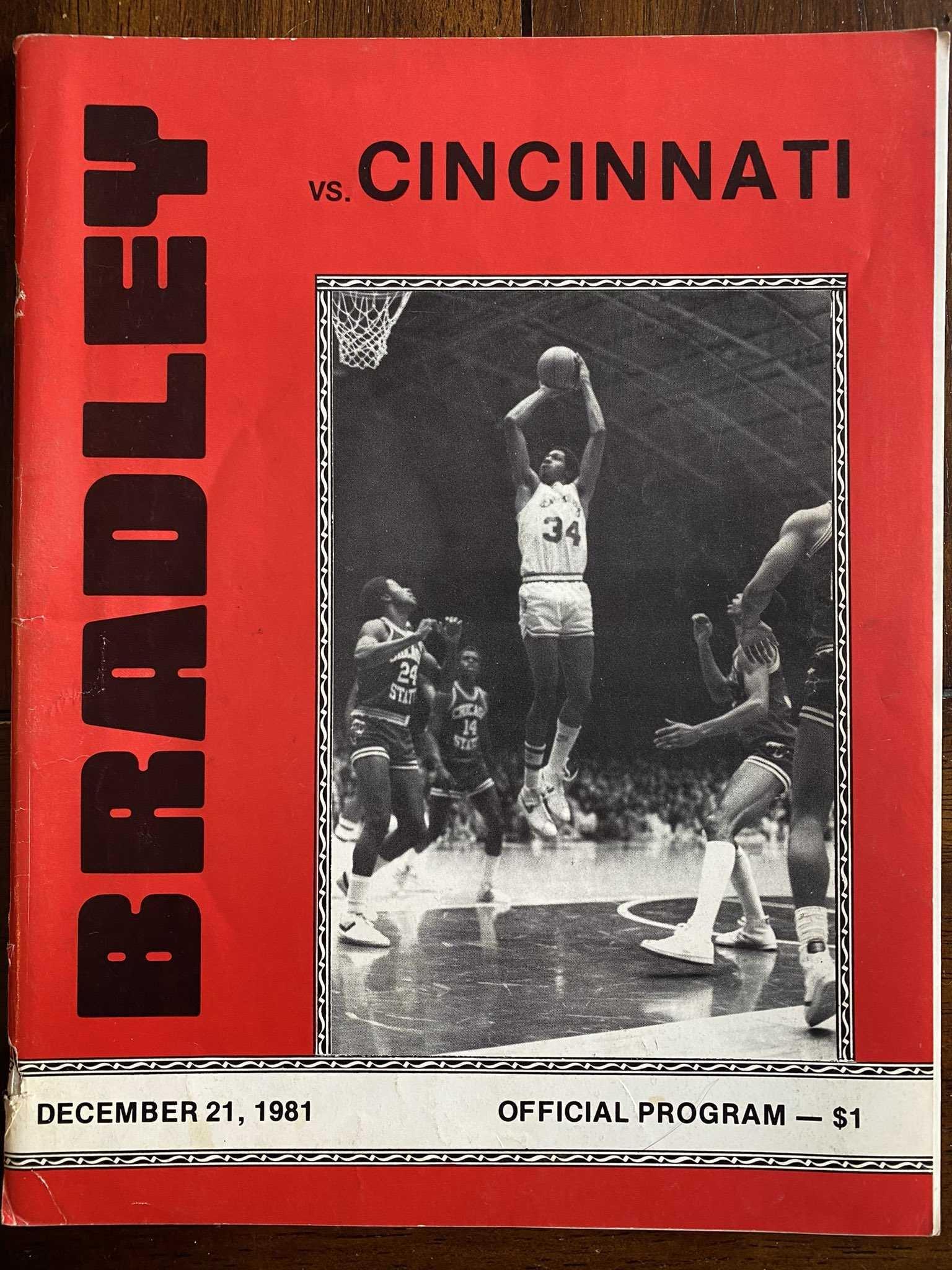 Cincinnati vs. Bradley game program from Dec. 21, 1981.