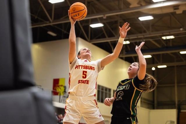 Karenna Gerber of Pittsburg State goes up for a basket. 